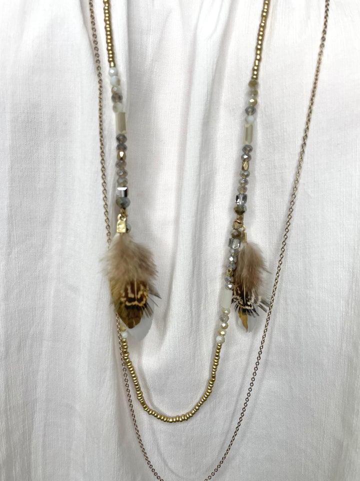2 Layer Gold Feather Necklace