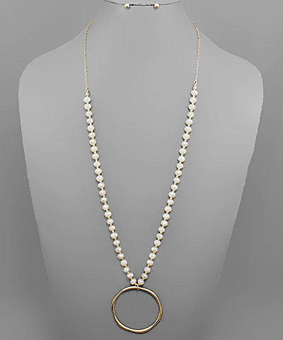 Glass Beads Circle Long Necklace