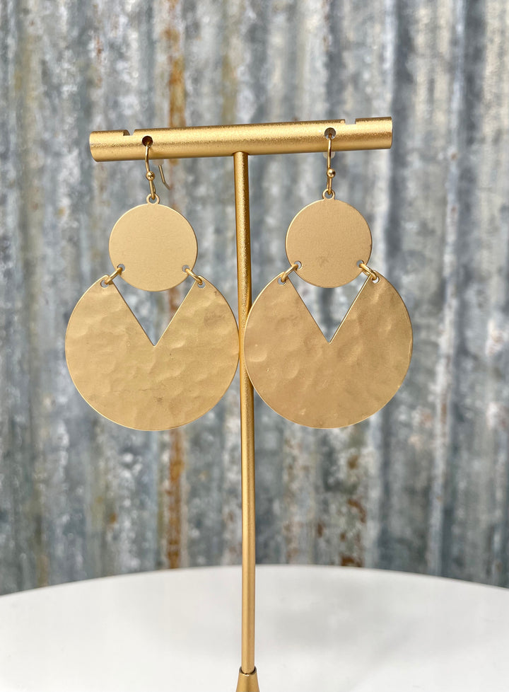 Gold Hammered Cutout Earrings