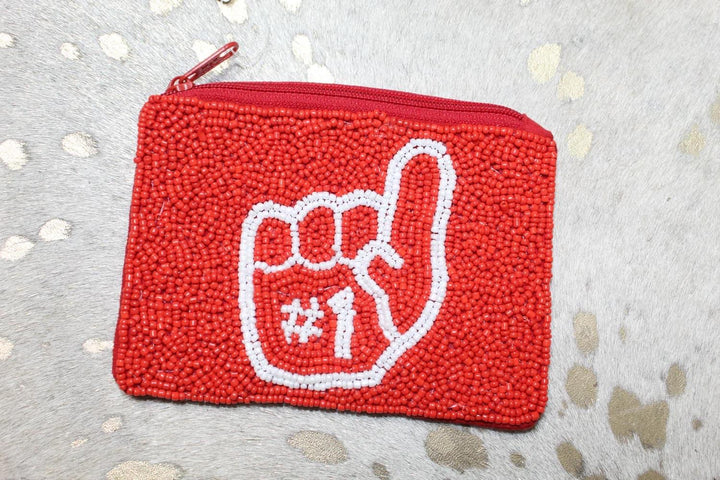 Game-day #1 Foam Finger Beaded Coin Purse