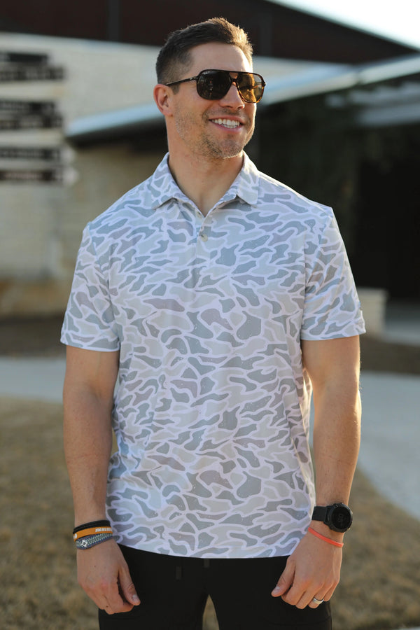 White Camo Performance Polo