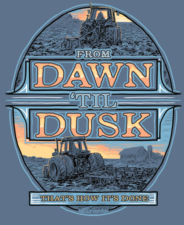 Mens Dusty Blue Dawn til Dusk T Shirt