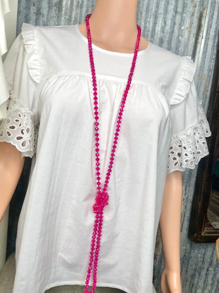 Pink Beaded Wrap Necklace