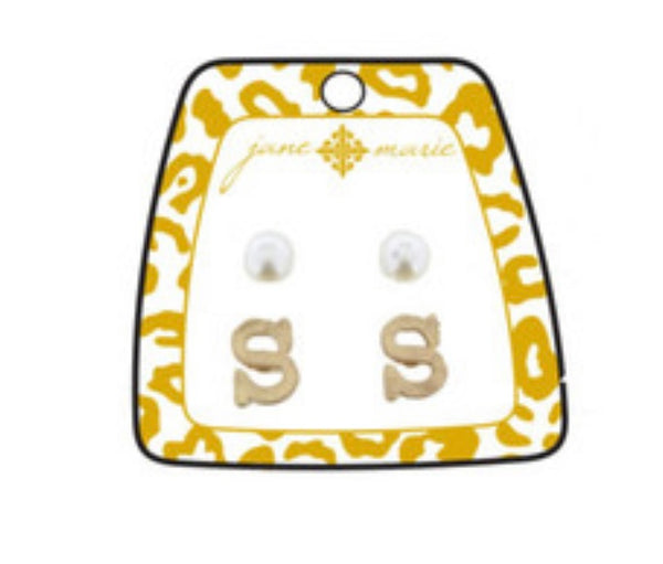 Pearl & Gold Initial Earrings