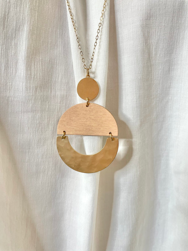 Painted Wood & Gold Necklace