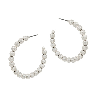 Textured Beaded Hoop Earring