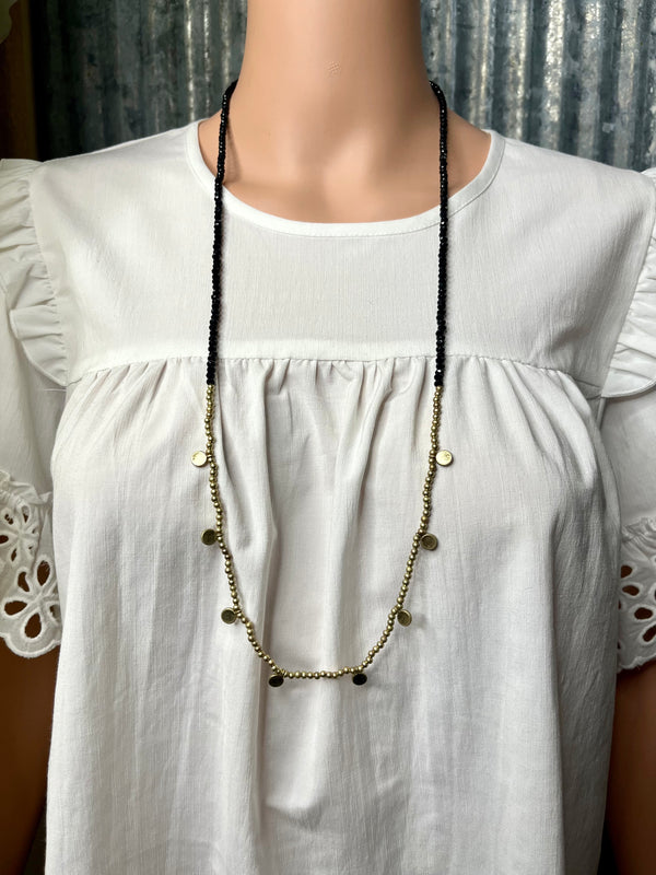 Beaded Necklace with Gold Circle Accents