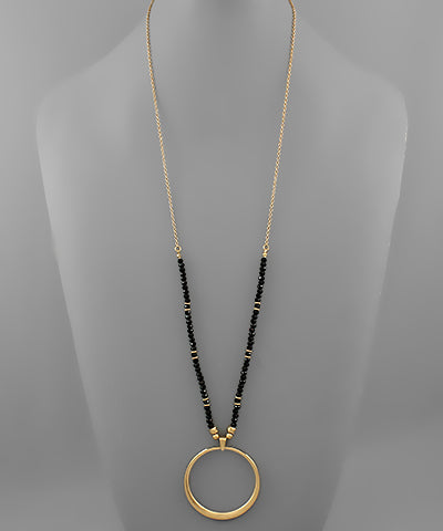 Circle Pendant Bead Necklace