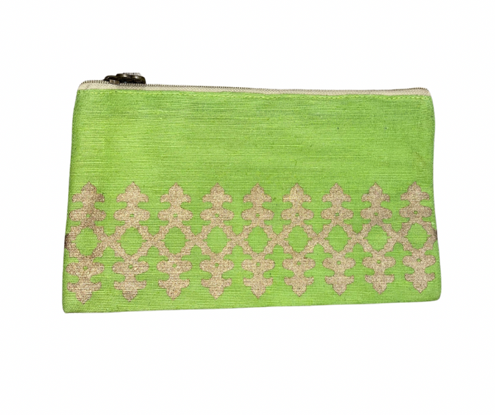 Lime green/Gold cosmetic bag