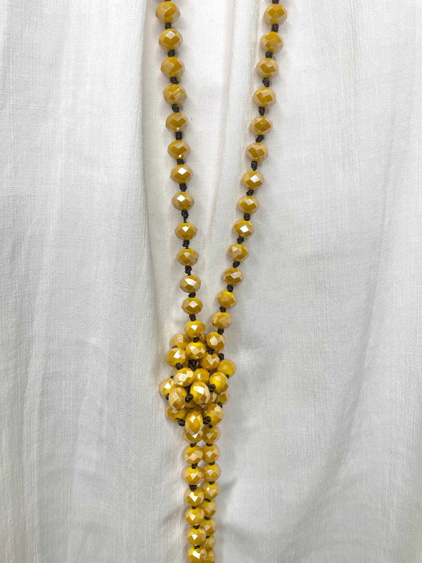 Mustard Yellow Beaded Wrap Necklace