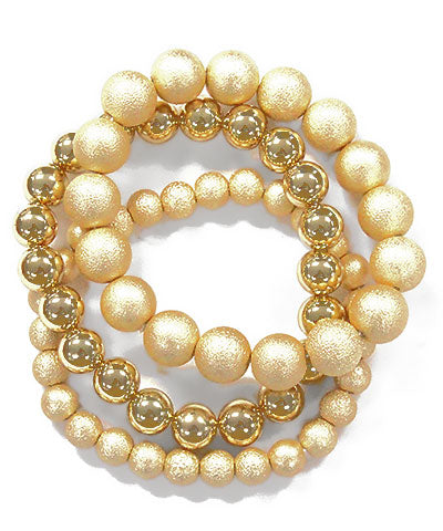 Gold 3 Row Metal Ball Bead Bracelet