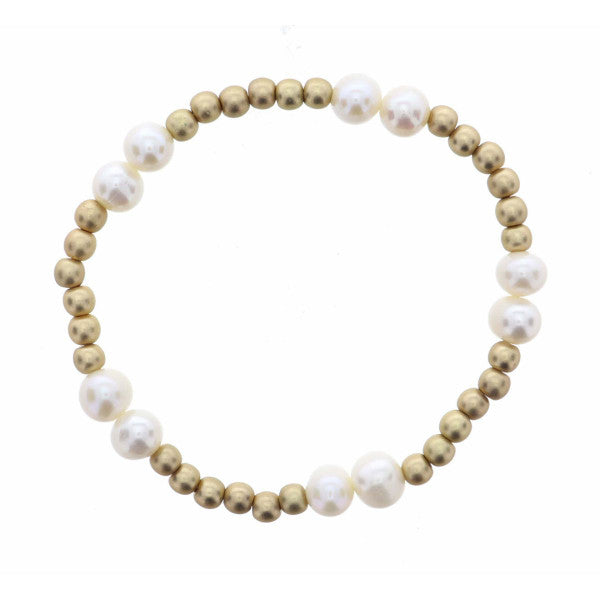 TWO PEARLS, GOLD BEADED BRACELET