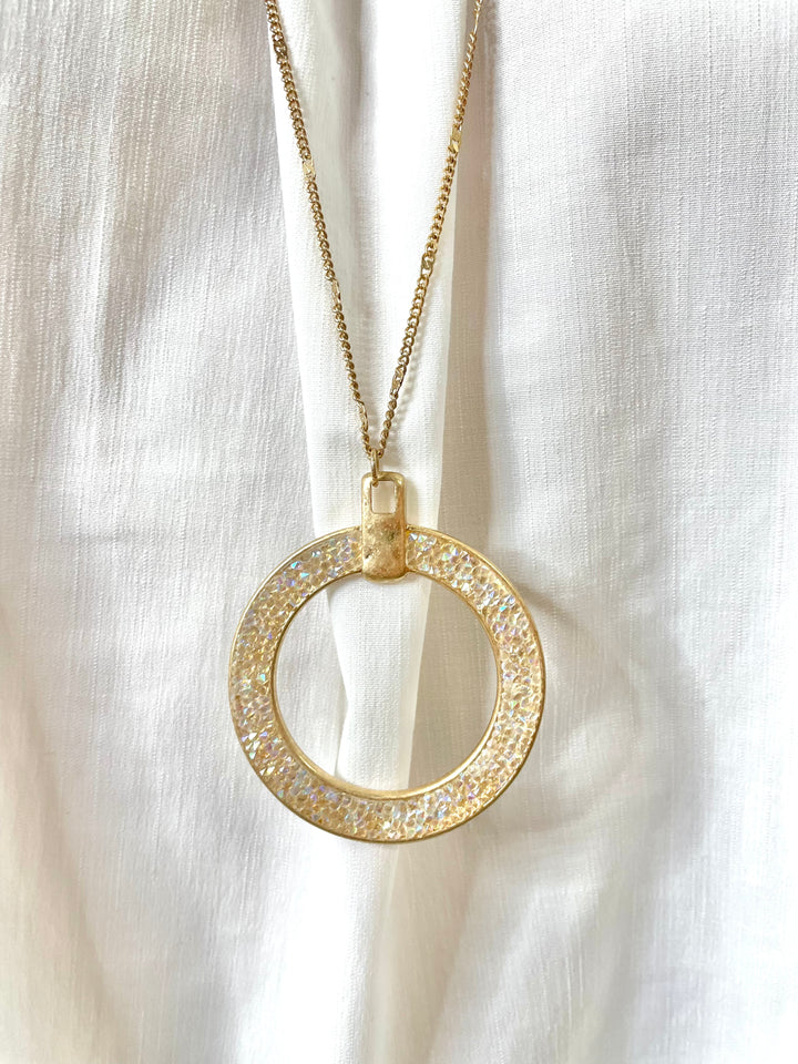 Clear Diamond Circle Necklace