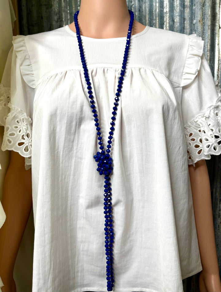 Navy Beaded Wrap Necklace