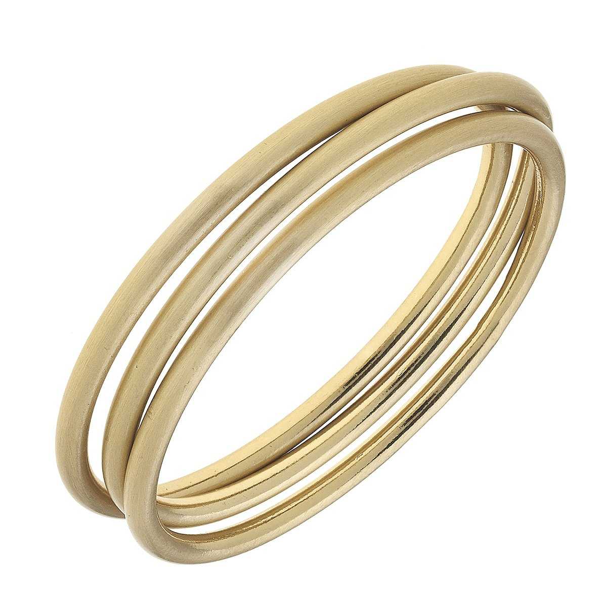 Isla Bangles-Set of 3 in Gold Satin