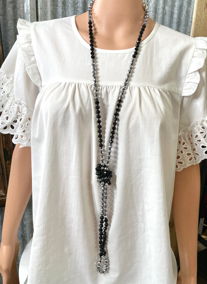 Black & Silver Beaded Wrap Necklace