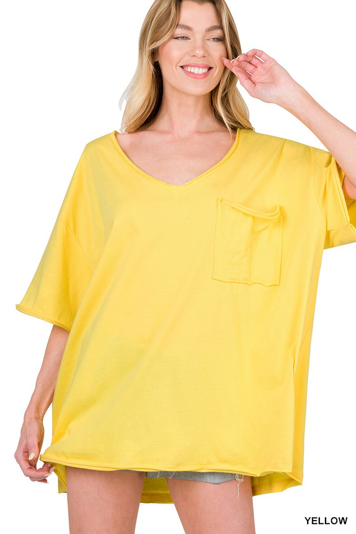 Oversized Vneck Pocket Top