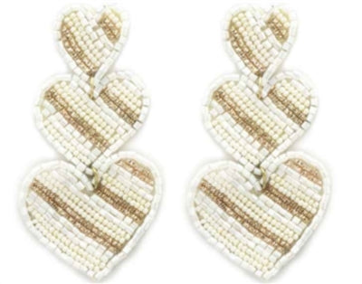 Striped Heart Triple Drop Earrings
