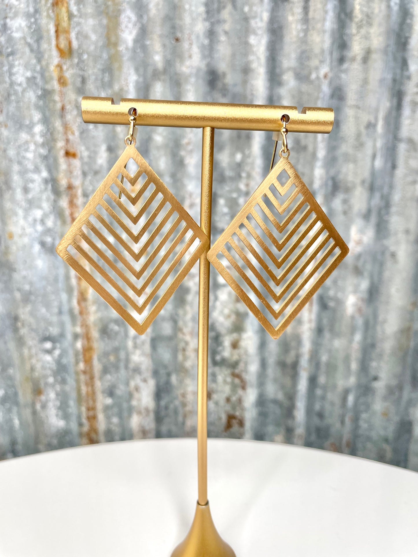 Open Diamond Geometric Earrings