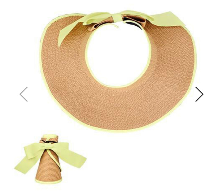 Straw Sun Visor with Ribbon