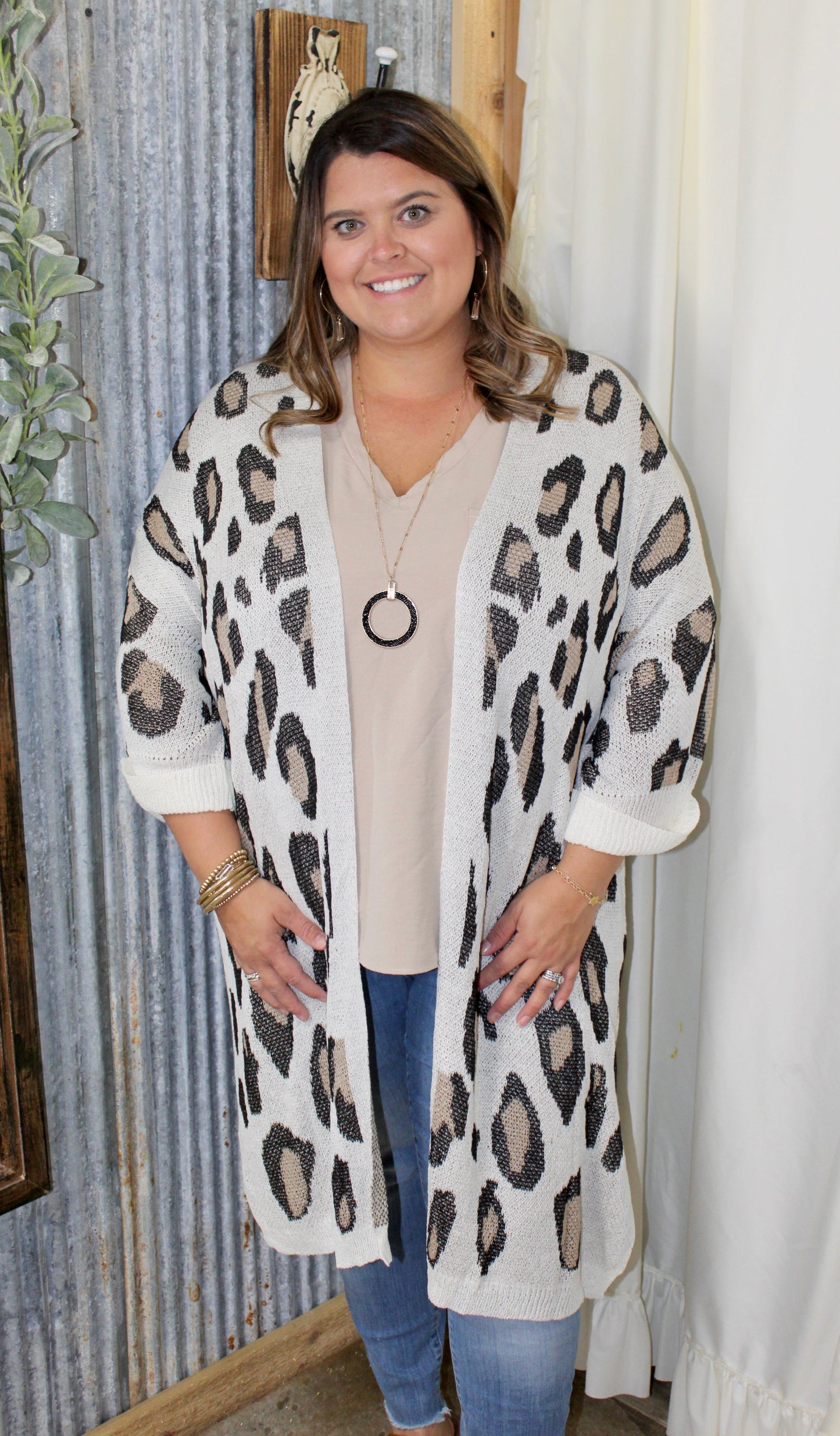 Ivory Cheetah Print Cardigan