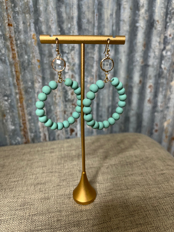 Clay Ball Hoops with Crystal Accent