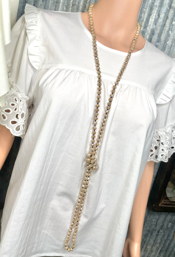 Taupe Beaded Wrap Necklace