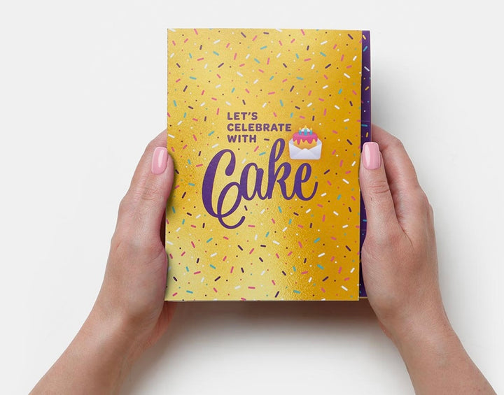 Let’s Celebrate Cake Card – Gold
