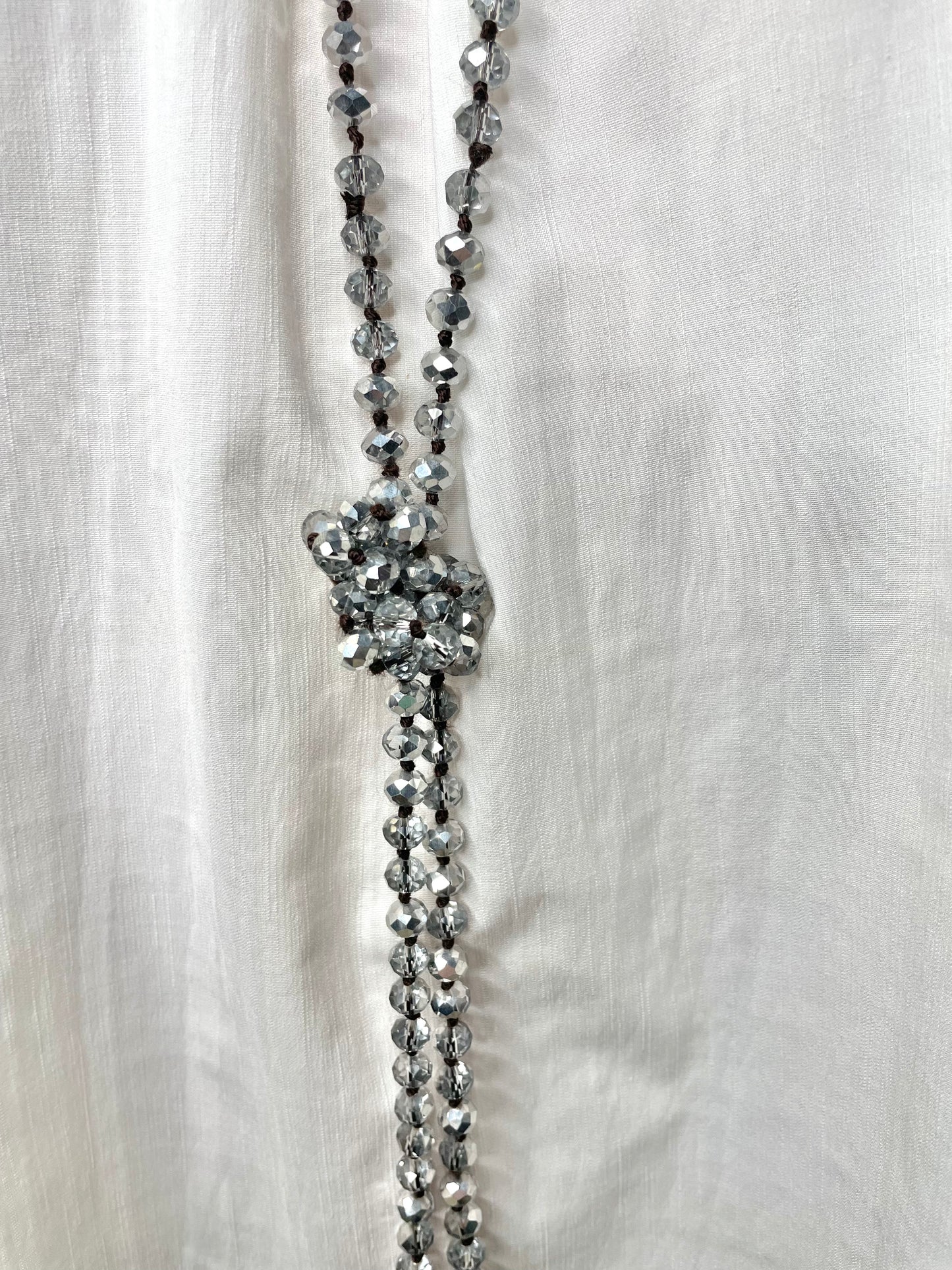 Silver Beaded Wrap Necklace