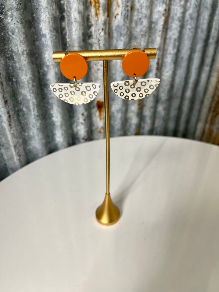 Gold, White, & Orange Earrings