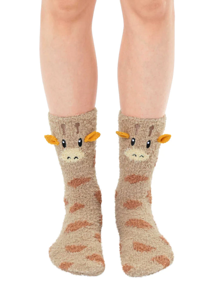 Fuzzy crew giraffe socks