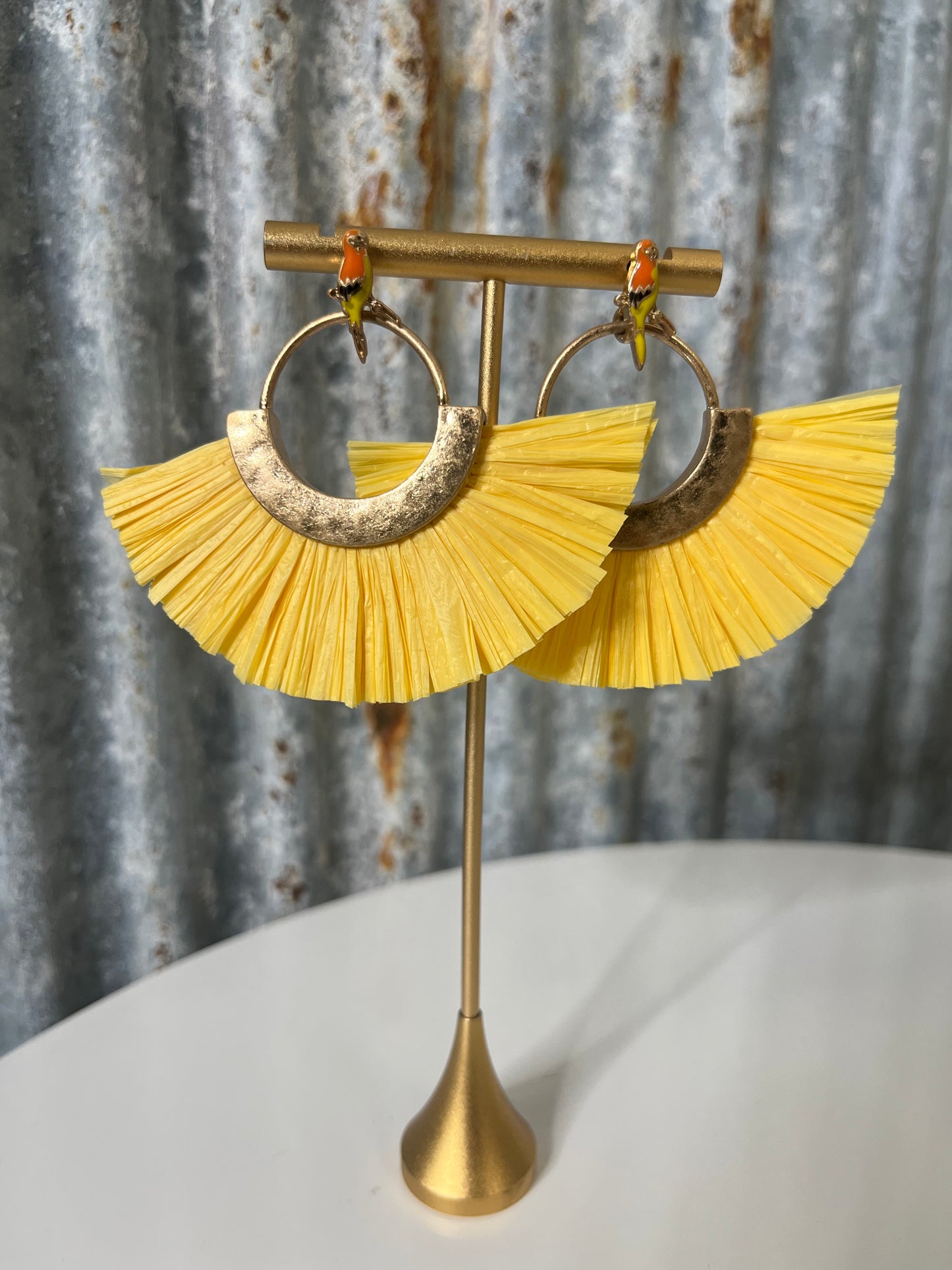 Yellow Fan Hoop Earrings