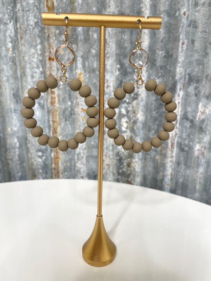 Clay Ball Hoops with Crystal Accent