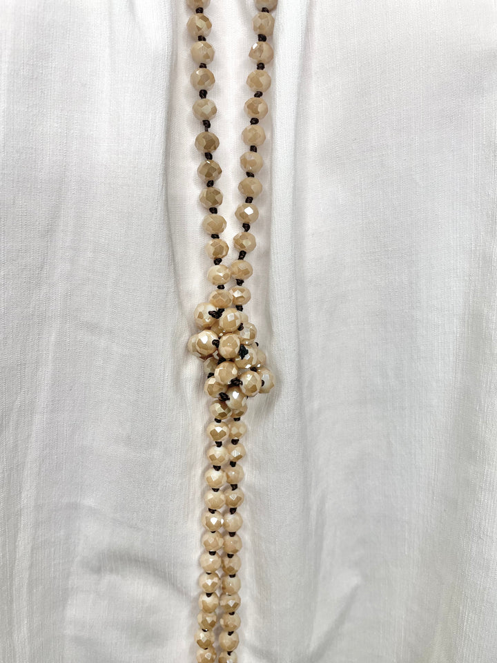 Taupe Beaded Wrap Necklace