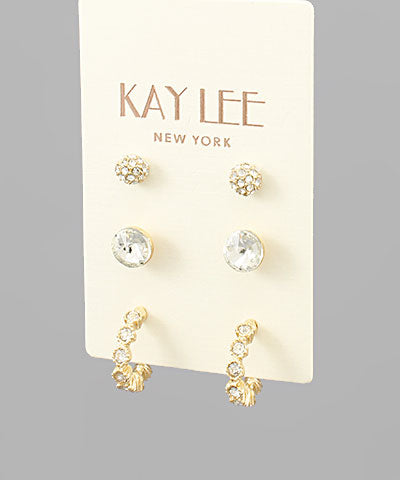 Crystal Beaded Hoops & Studs Set