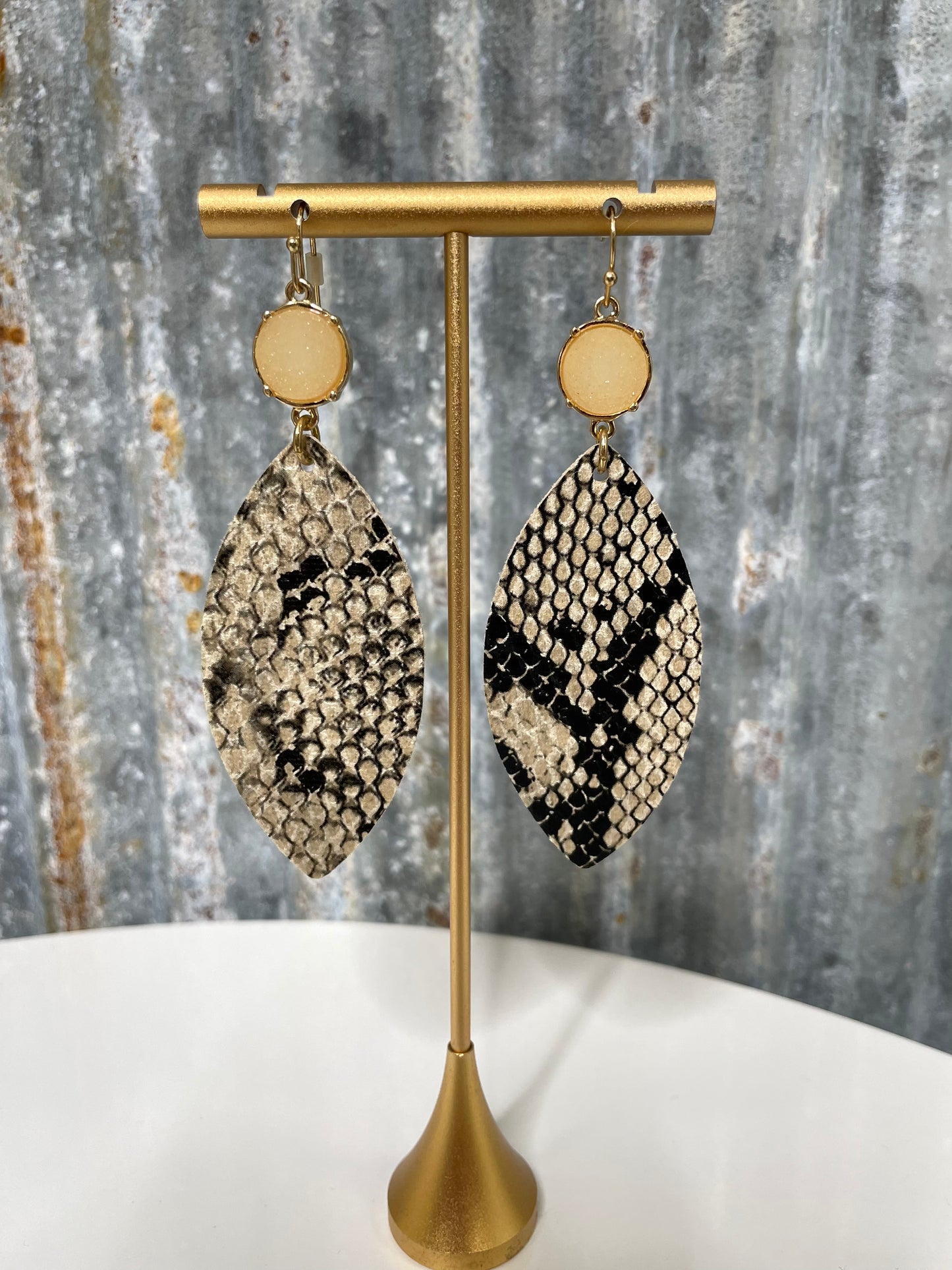 Leather Snakeskin Earrings