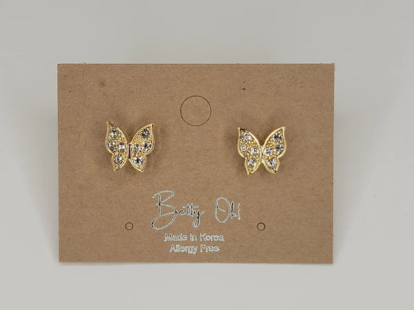 Gold Butterfly Stud Earrings