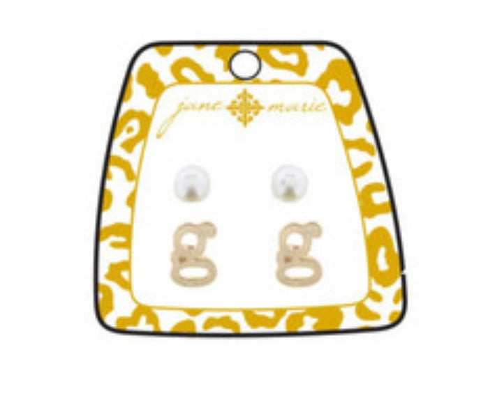 Pearl & Gold Initial Earrings