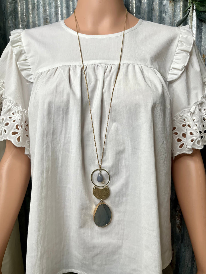 Gold & Grey Stone Necklace