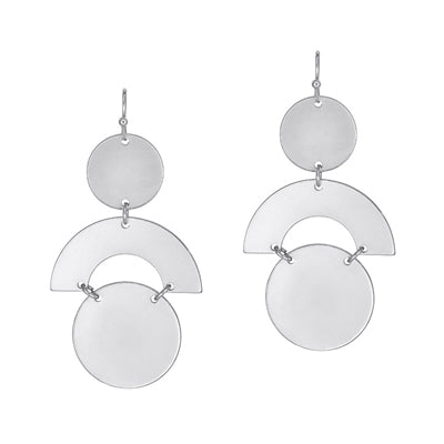 Matte Silver Geometric Three Drop 2" Earring