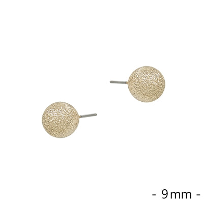 Gold Satin Textured Beaded.4" Stud Earring