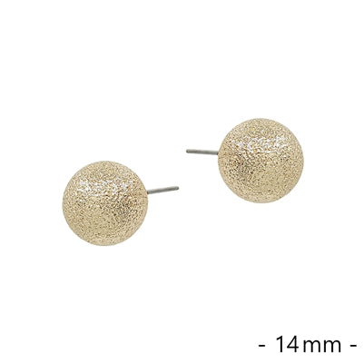 Gold Satin Textured Beaded .6" Stud Earring