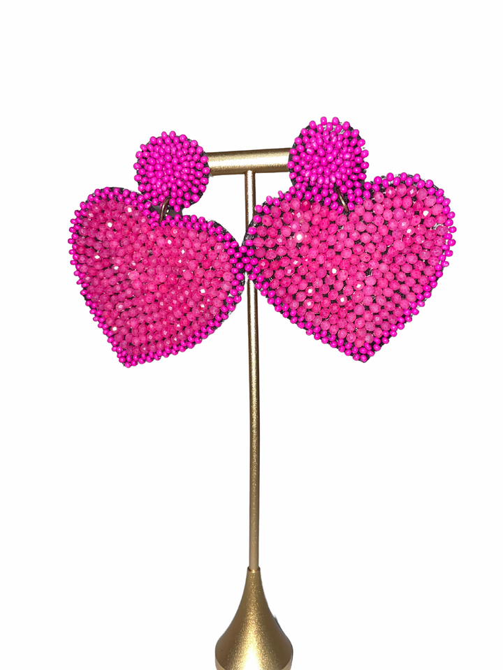 Fuchsia Heart Earrings