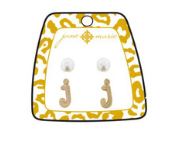 Pearl & Gold Initial Earrings