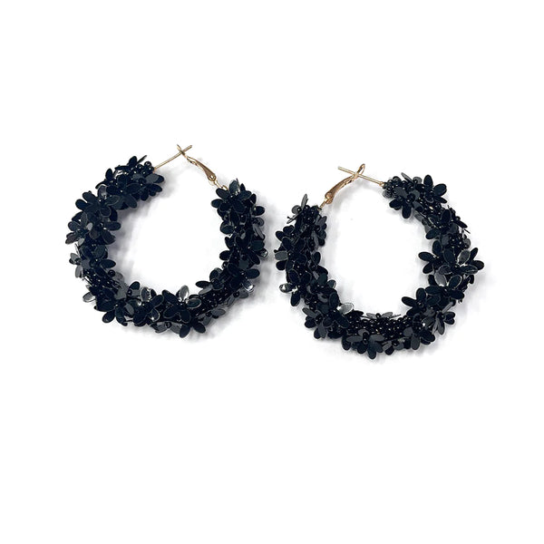 Beaded Mini Flower Hoop Earrings