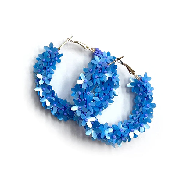 Beaded Mini Flower Hoop Earrings