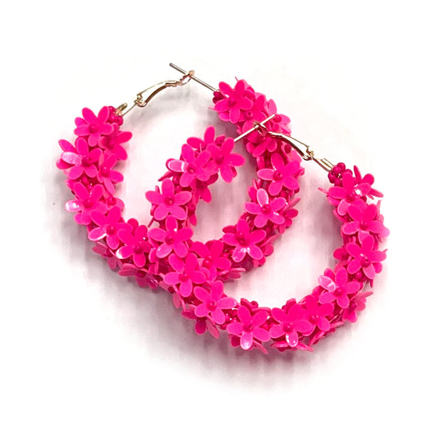 Beaded Mini Flower Hoop Earrings