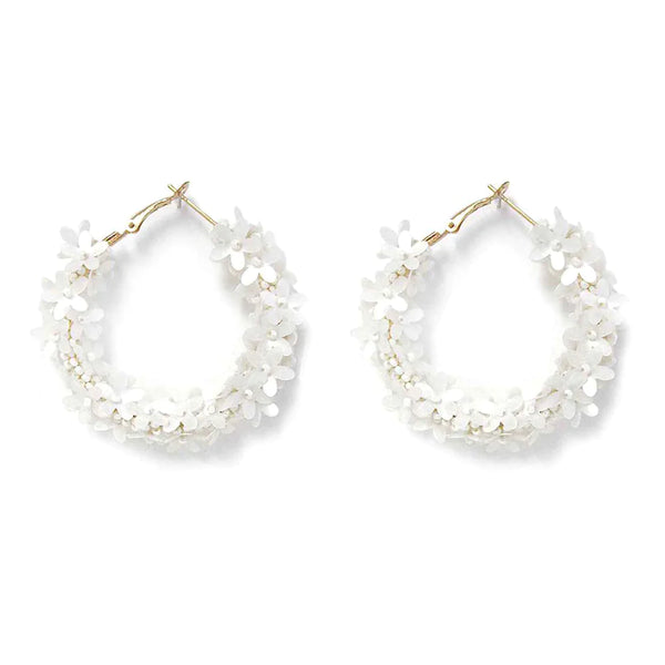 Beaded Mini Flower Hoop Earrings