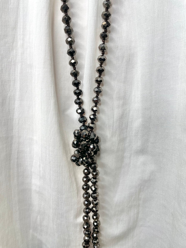 Dark Brown Beaded Wrap Necklace