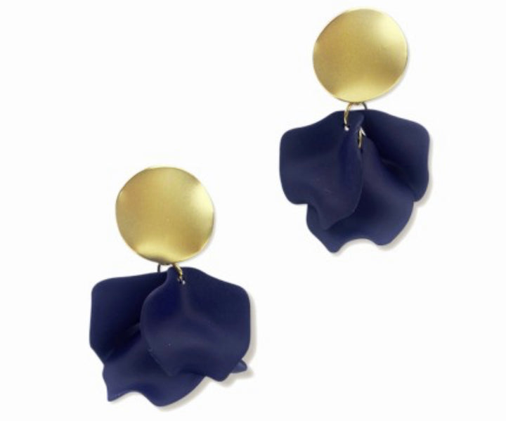 Navy Flora Earrings